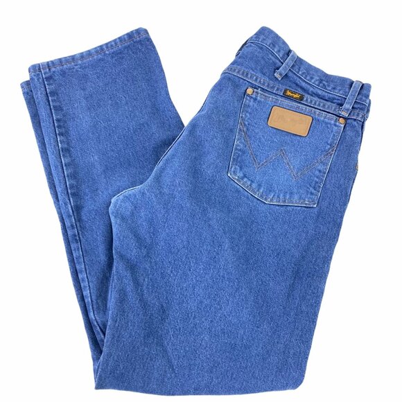Wrangler Mens 38x32 13MWZ Cowboy Cut Denim Blue Jeans Straight Leg Med Wash - Picture 1 of 9